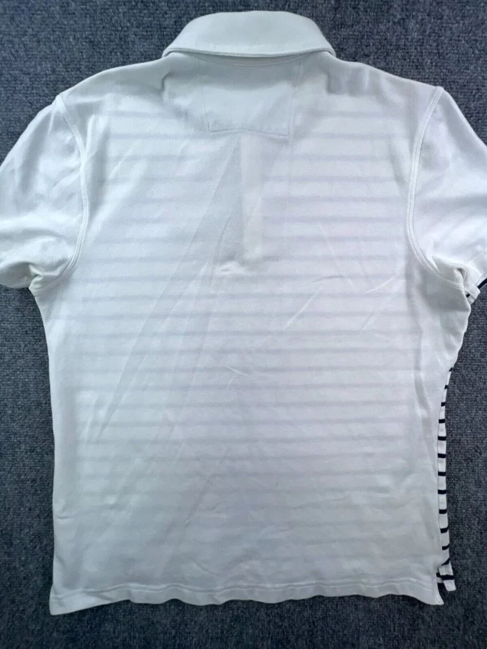 Banana Republic Polo Shirt Men's Large White Blue Striped Casual Golf Elephant